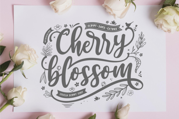 Cherry Blossom Font: A Trio of Sans Serif, Script, and Dingbats for Limitless Creativity